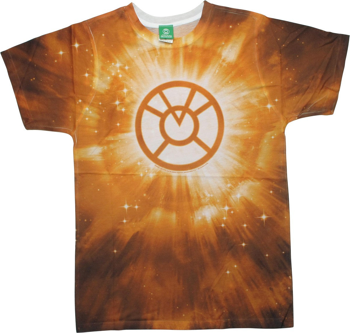 Green Lantern Orange Logo Burst Tie-Dyed T-Shirt