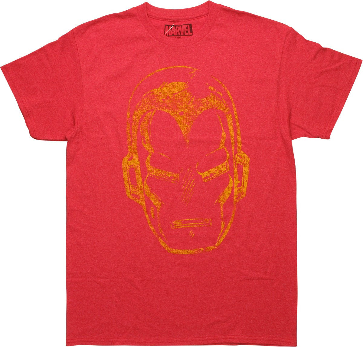 Iron Man Mask Distressed Heathered Red T-Shirt