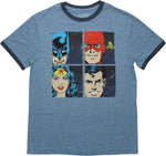 Justice League Characters Squares Ringer T-Shirt