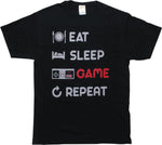 Nintendo Eat Sleep Game Repeat Black T-Shirt