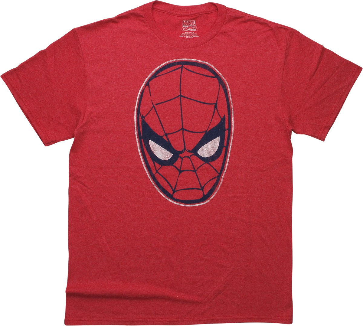 Spiderman Distressed Mask Heathered Red T-Shirt