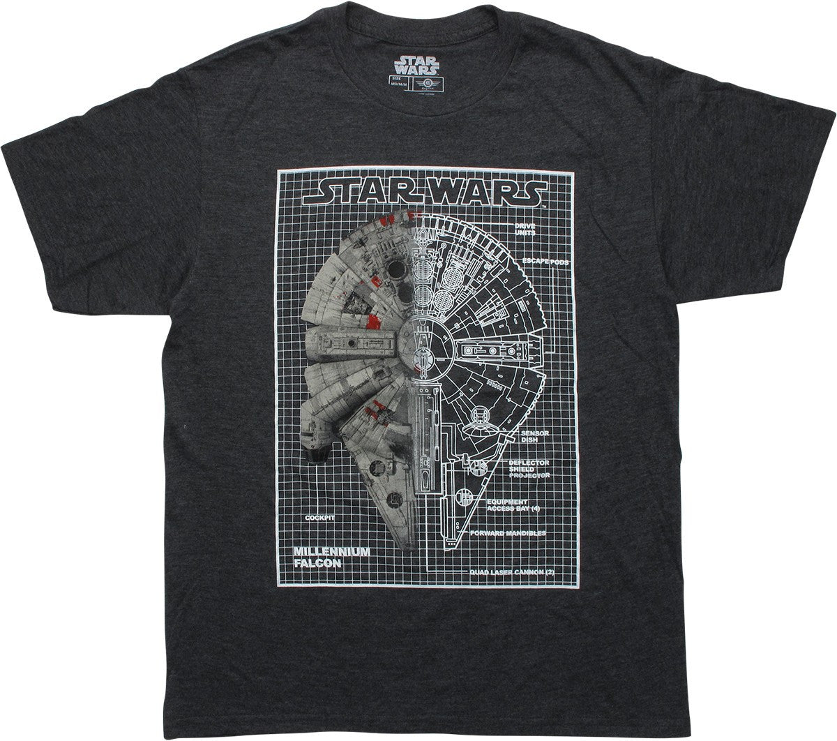 Star Wars Millennium Falcon Features Gray T-Shirt