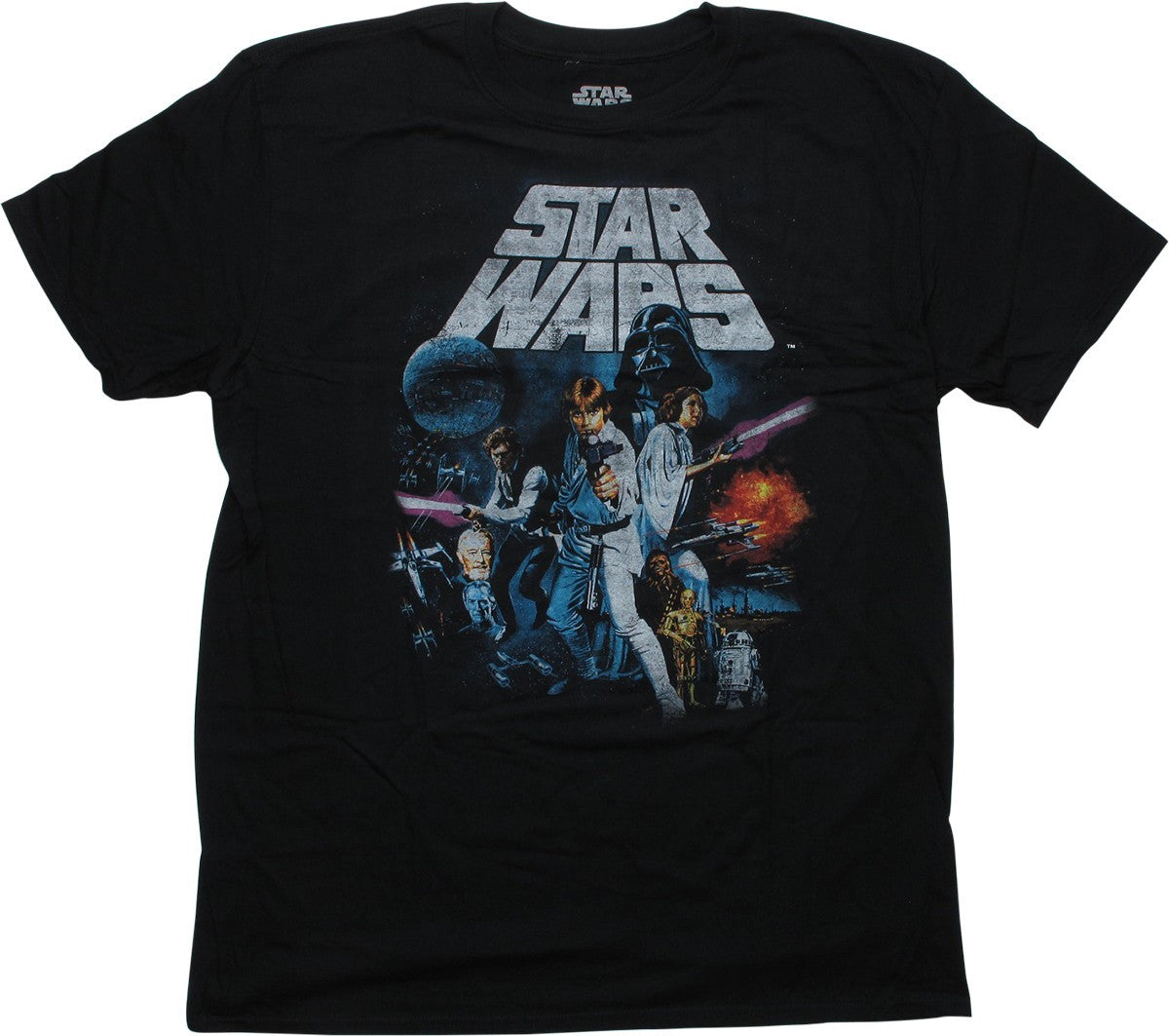 Star Wars New Hope Poster Distressed Black T-Shirt