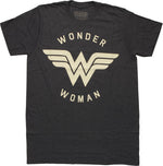 Wonder Woman Logo Name Heathered Navy Blue T-Shirt
