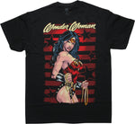 Wonder Woman Pose Stars and Stripes Black T-Shirt