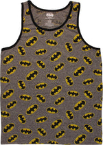 Batman Classic Logo Allover Print Gray Tank Top