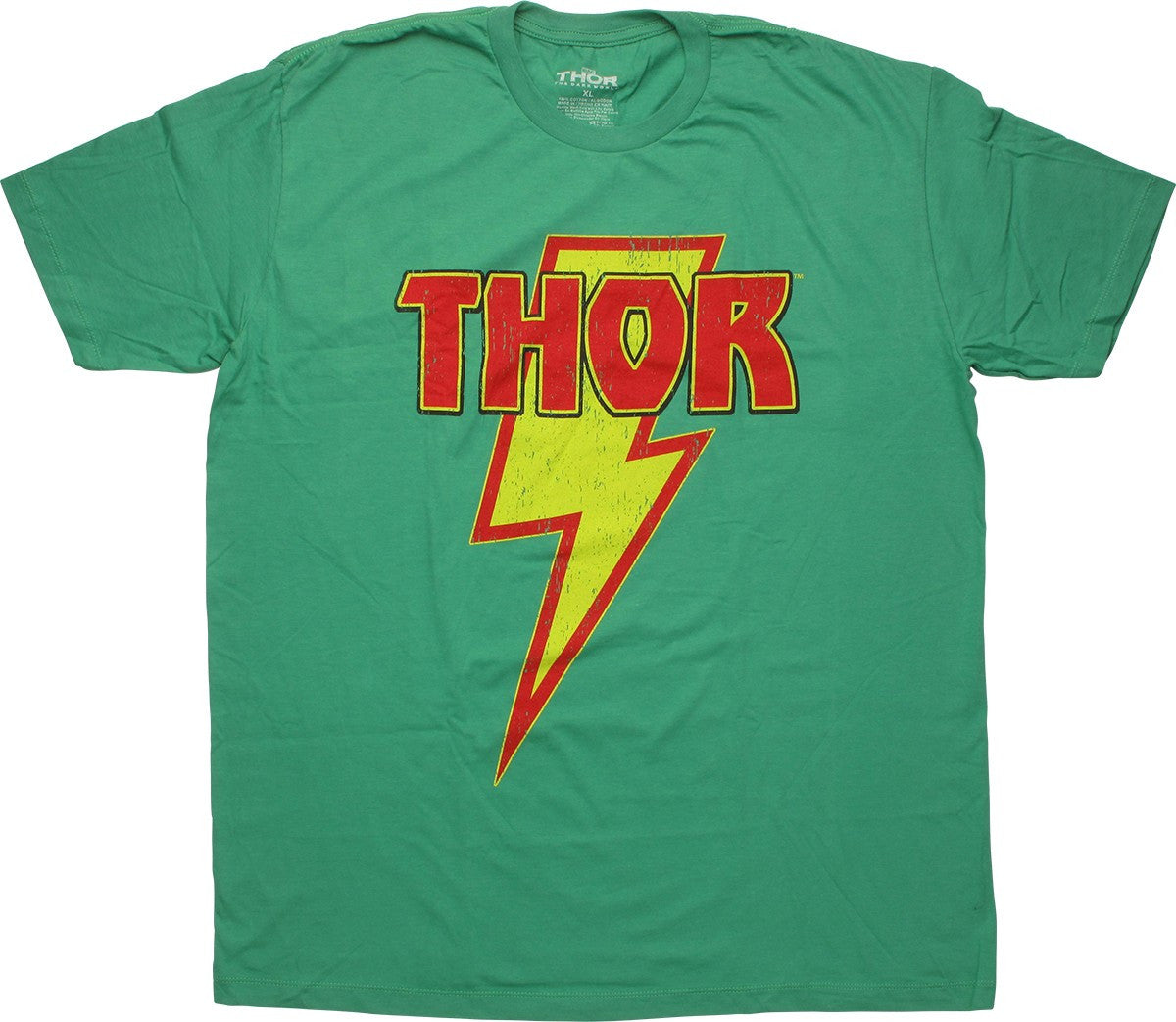 Thor Name on Bolt Distressed Green T-Shirt