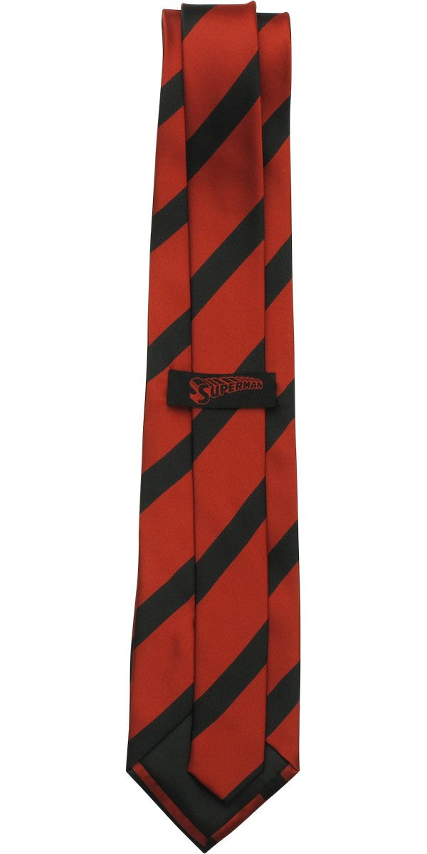 Superman Logo Clark Kent Red Black Striped Tie