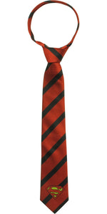 Superman Logo Clark Kent Red Black Striped Tie