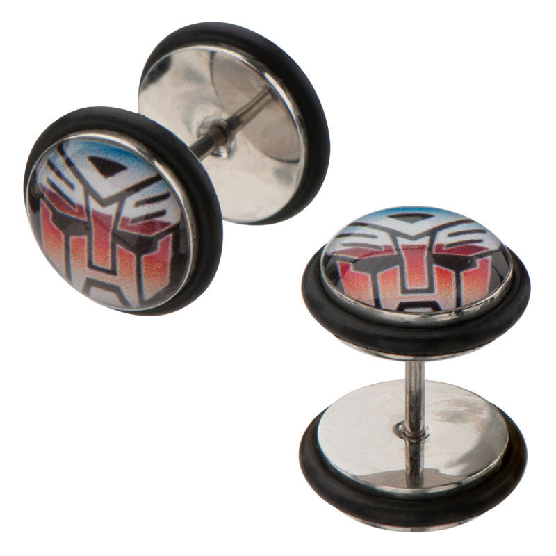 Transformers Autobot Steel Faux Plug Earrings