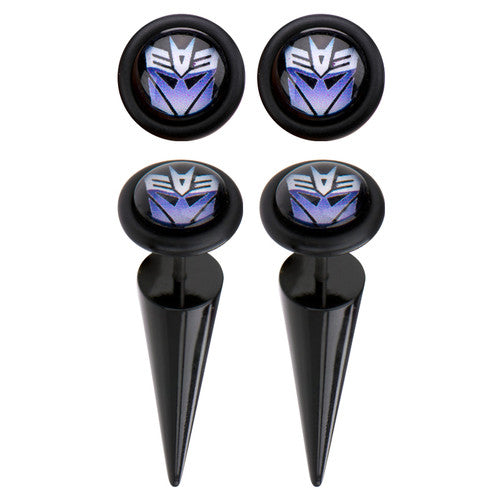 Transformers Decepticon Faux Taper Earrings