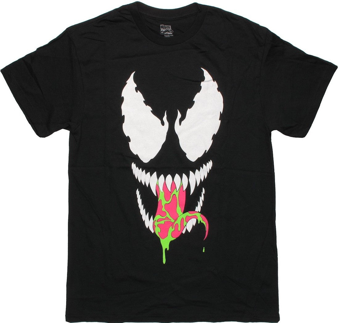 Venom Colored Tongue Black T Shirt