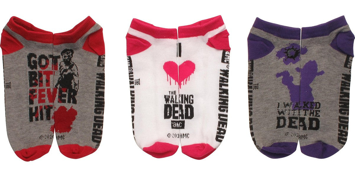 Walking Dead Bit Walked Ladies 3 Pk Low Socks Set