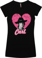 Walking Dead Carl Pink Heart V Neck Tunic Baby Tee
