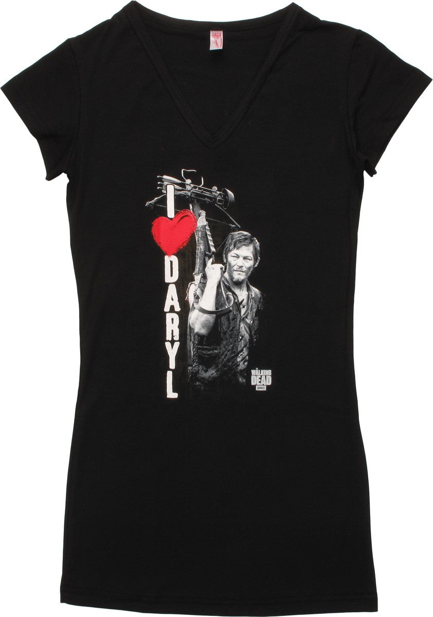 Walking Dead I Heart Daryl V Juniors Tunic Shirt