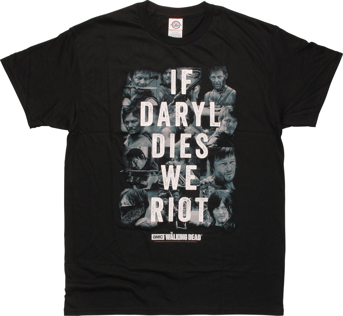Walking Dead If Daryl Dies We Riot Black T-Shirt