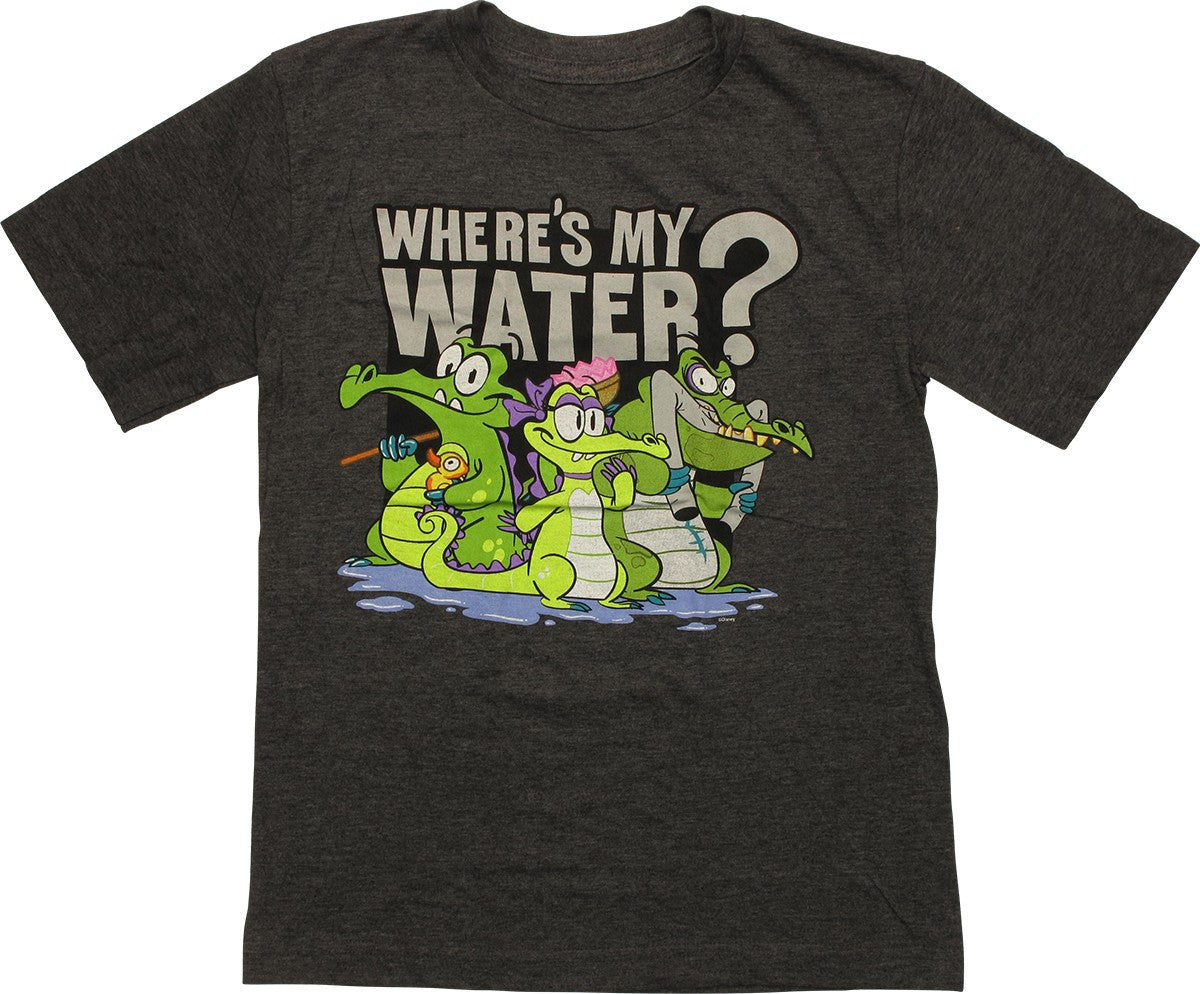 Where's My Water Bath Time Charcoal Youth T-Shirt