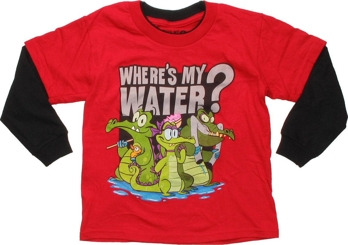 Where's My Water Group Red Long Sleeve Juvenile T Shirt