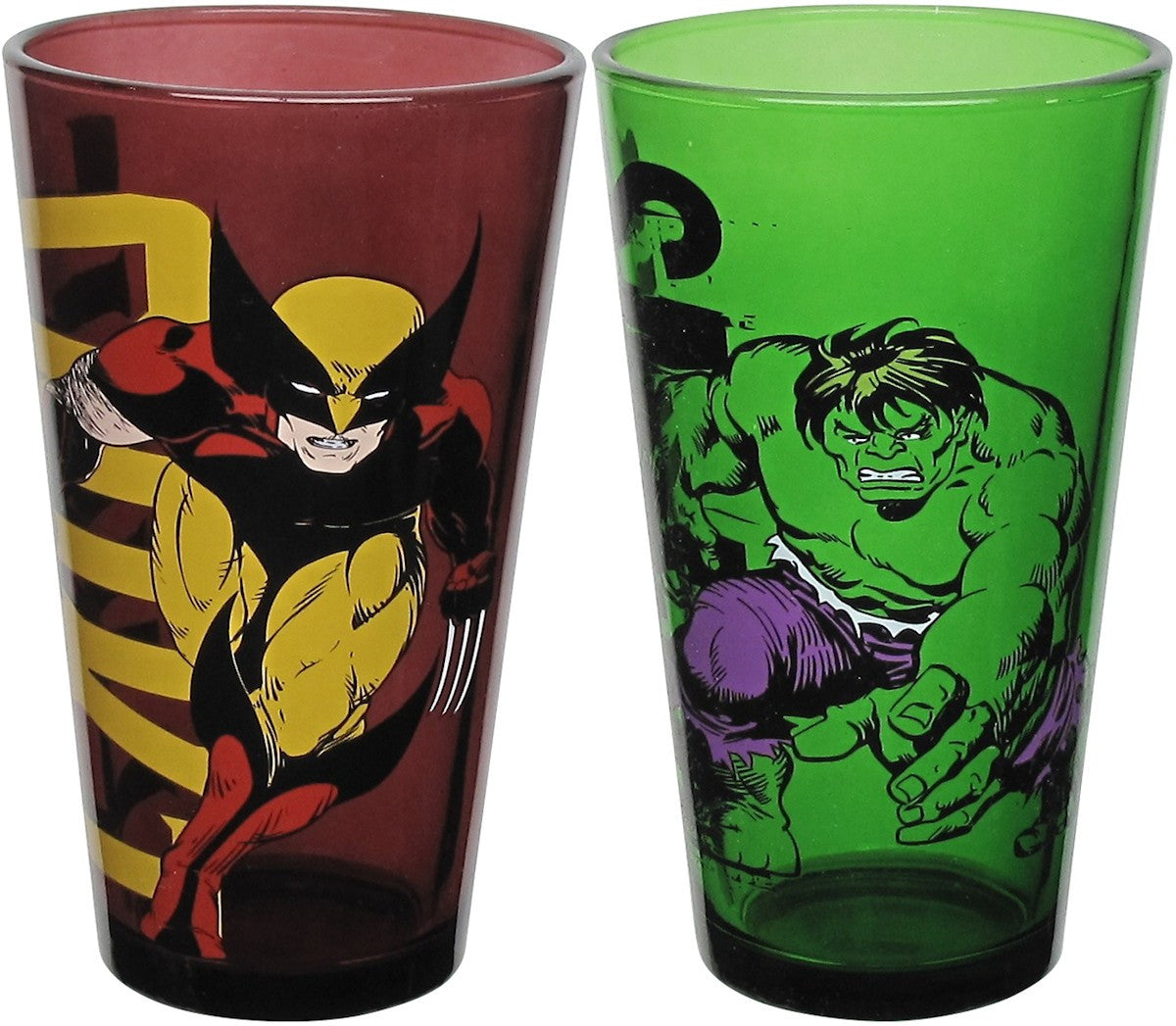 Wolverine and Incredible Hulk Pint Glass Set