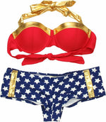 Wonder Woman Bandeau Cheeky Short Bikini Swimsuit