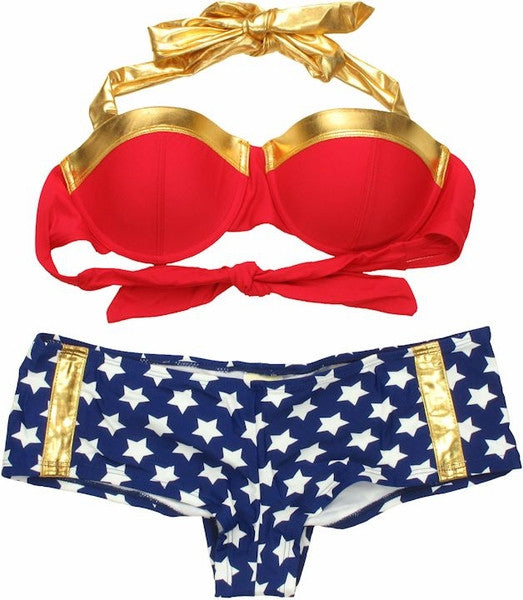 Wonder Woman Bandeau Cheeky Short Bikini Swimsuit