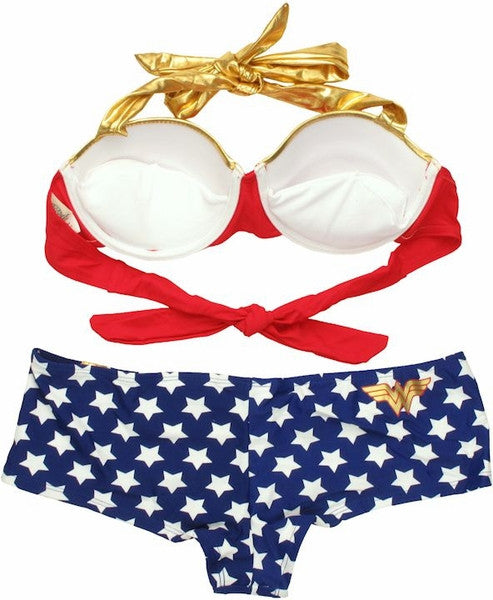 Wonder Woman Bandeau Cheeky Short Bikini Swimsuit