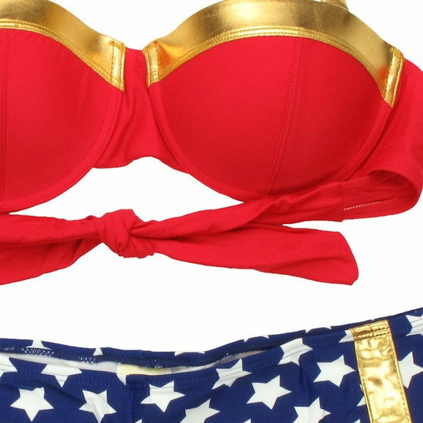Wonder Woman Bandeau Cheeky Short Bikini Swimsuit