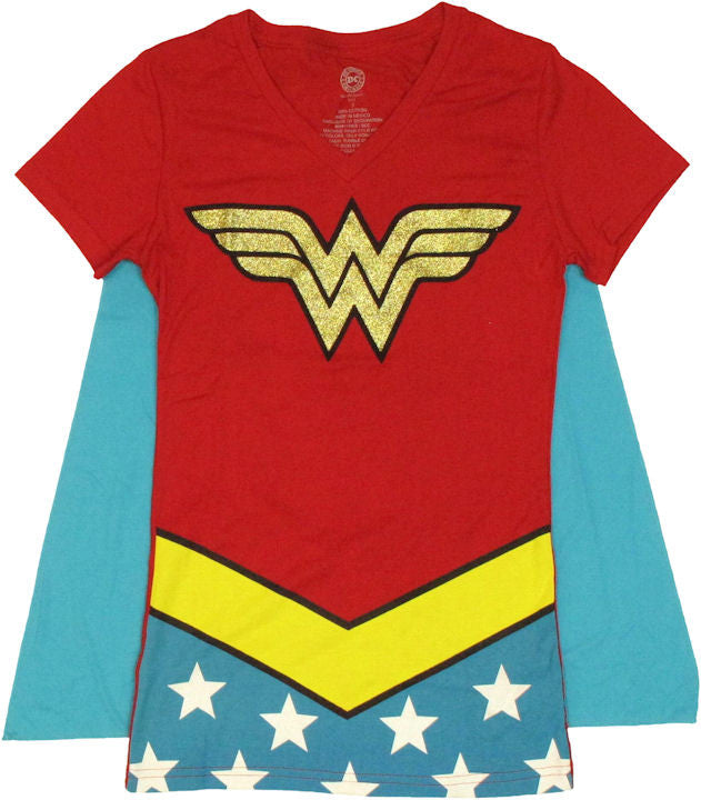 Wonder Woman Glitter Logo Cape Baby Tee