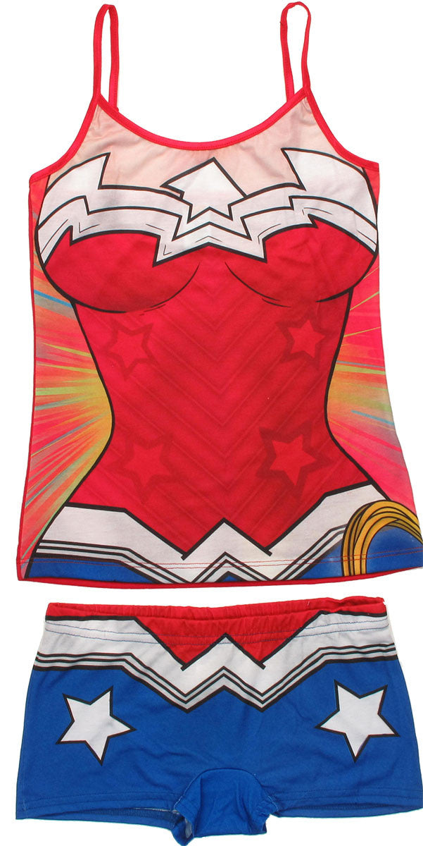 Wonder Woman Suit Cami and Shorts Junior Pajama Set