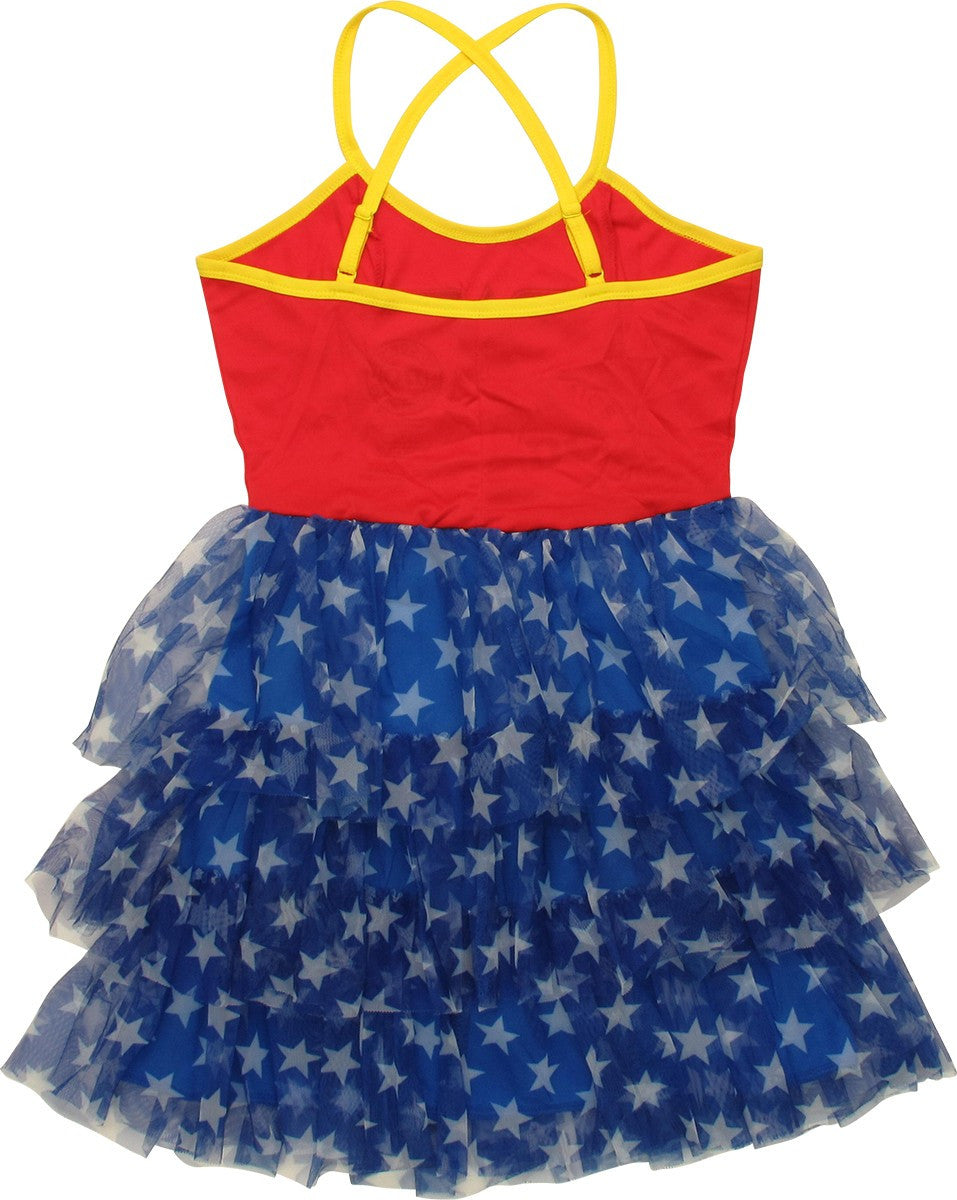 Wonder Woman Tiered Cross Back Cami Mini Dress