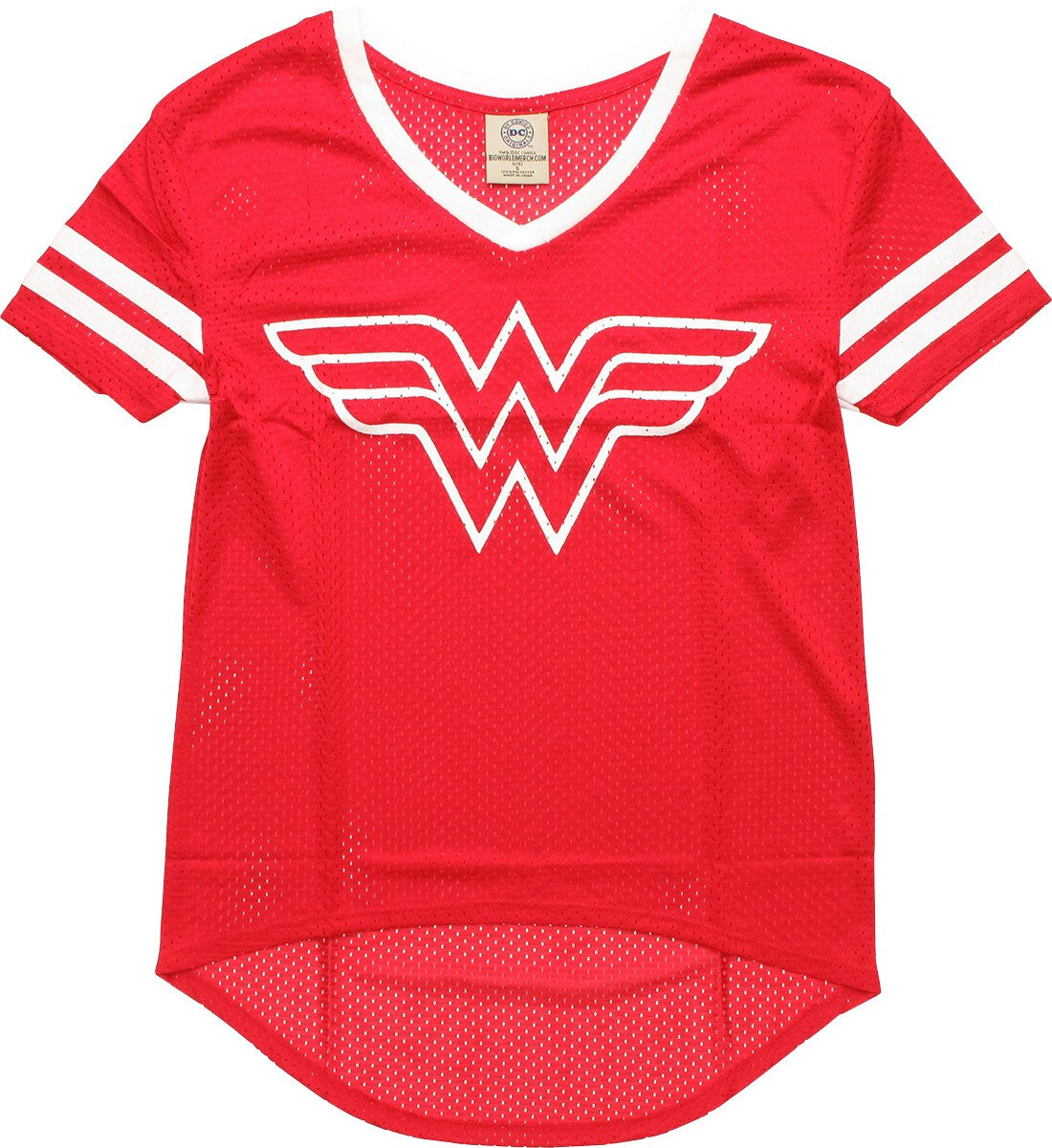Wonder Woman V Neck Mesh Juniors T-Shirt