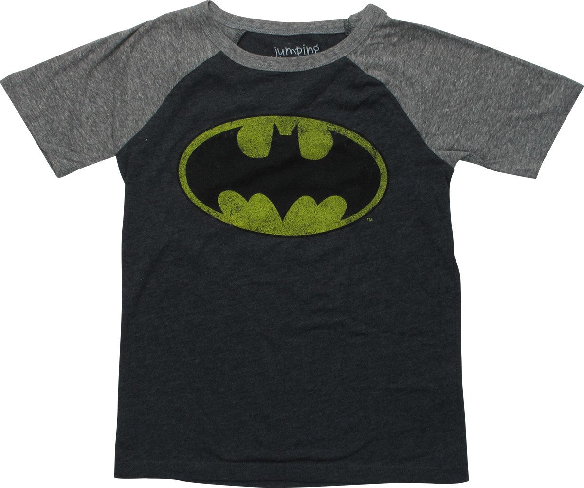 Batman Distressed Emblem Raglan Youth T-Shirt