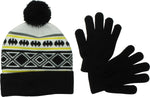 Batman Logo Motif Pom Cuff Youth Beanie Gloves Set