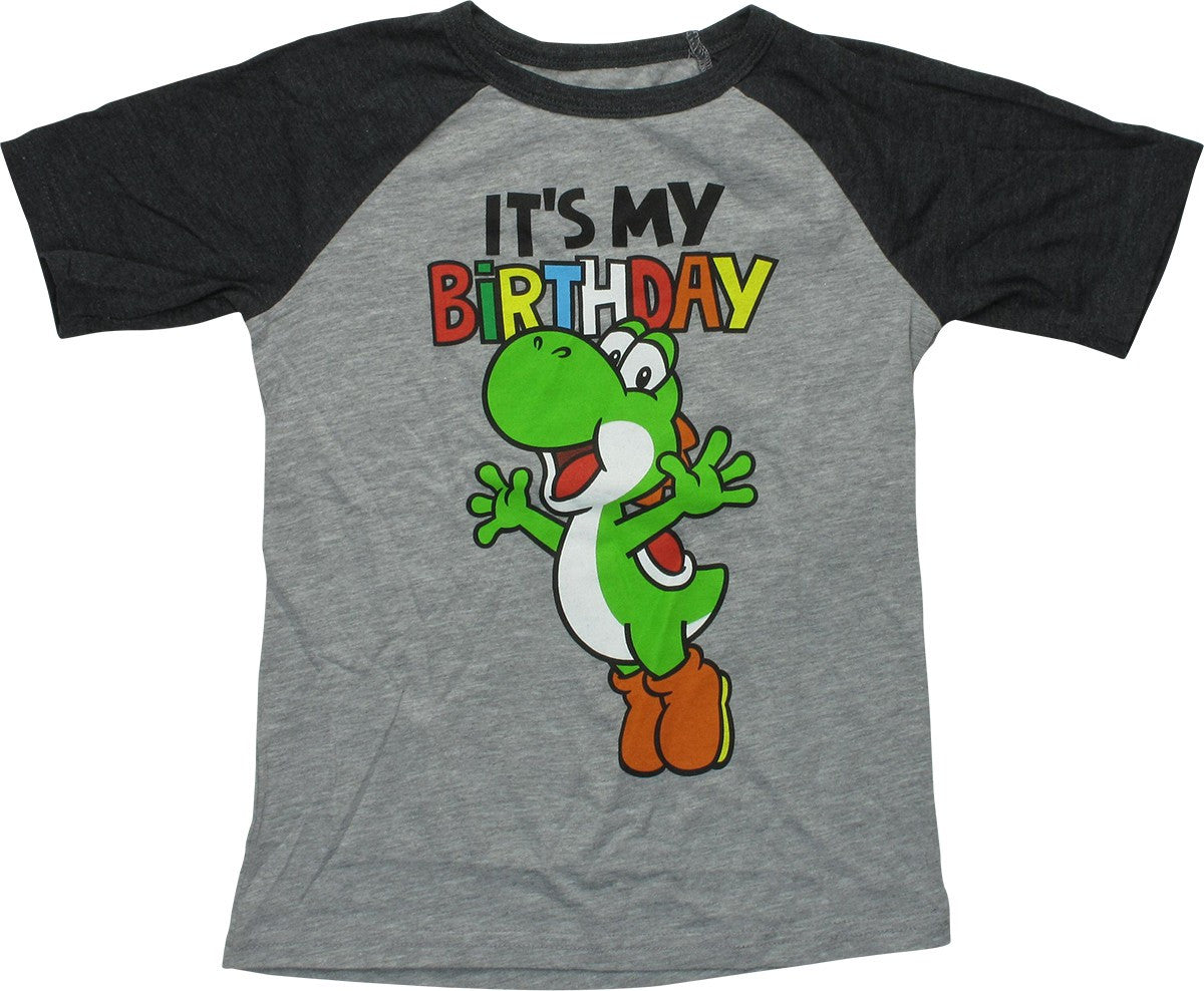 Mario Yoshi My Birthday Raglan Youth T-Shirt