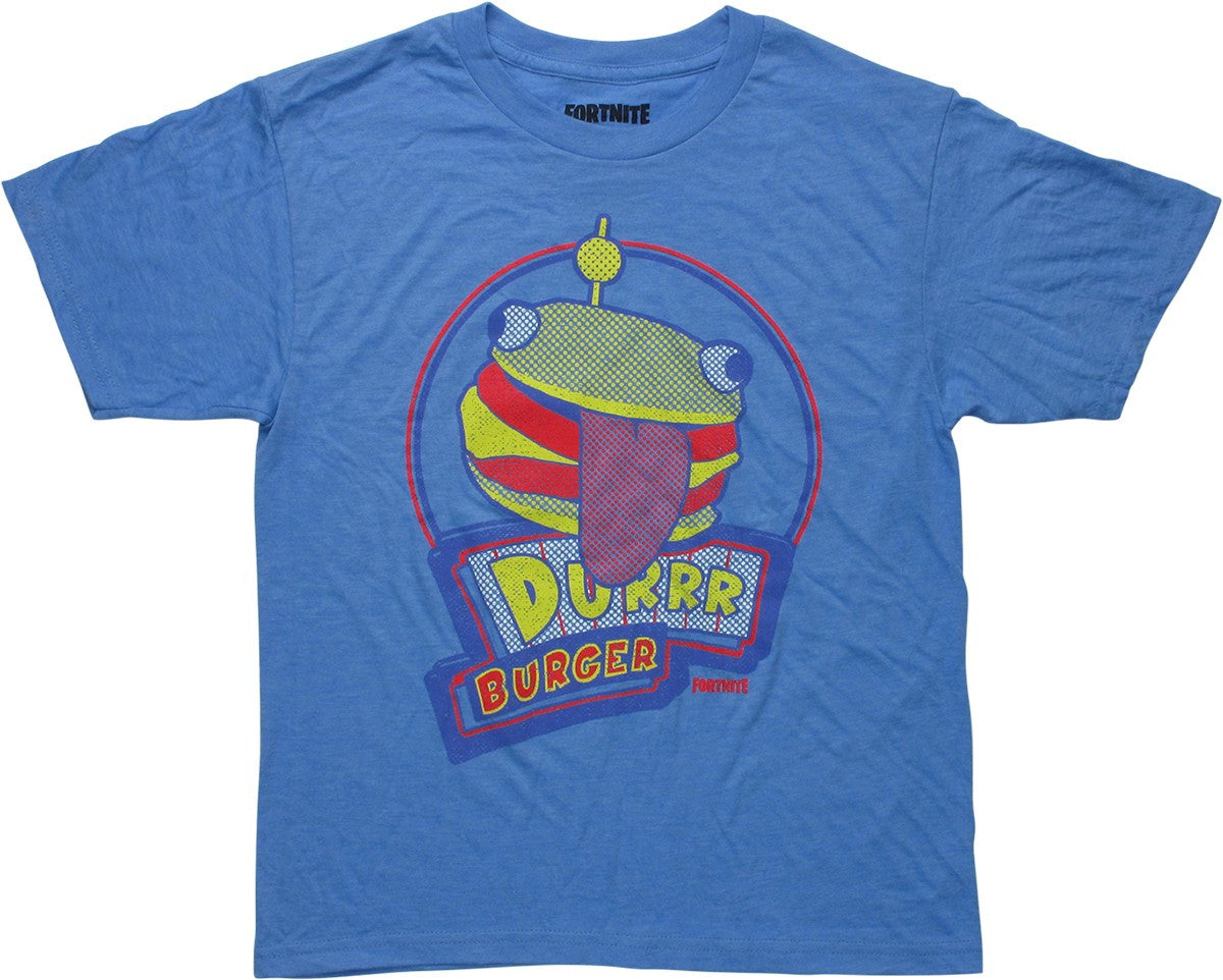 Fortnite Durrr Burger Sign Lt Blue Youth T-Shirt