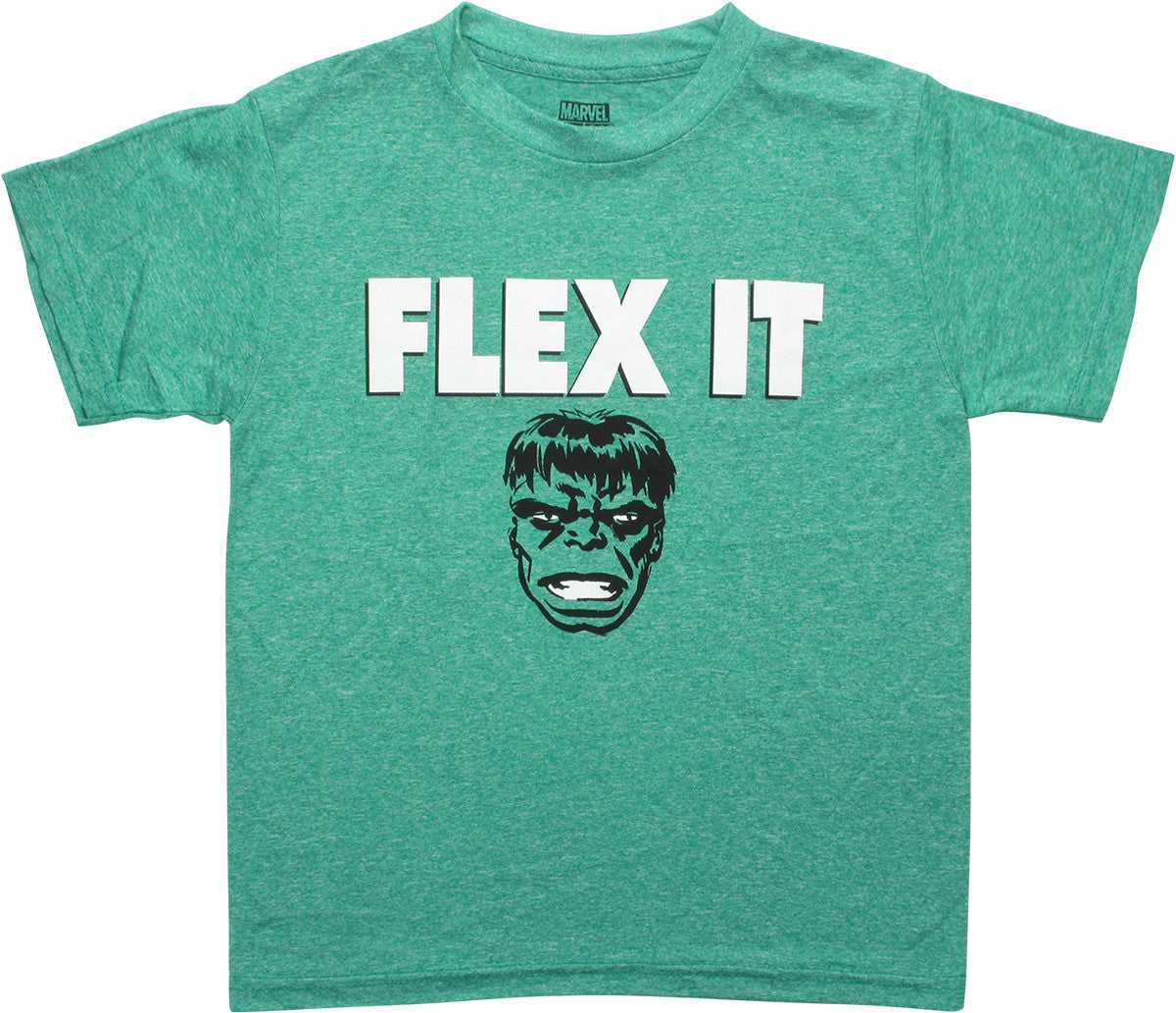 Incredible Hulk Face Flex It Green Youth T-Shirt