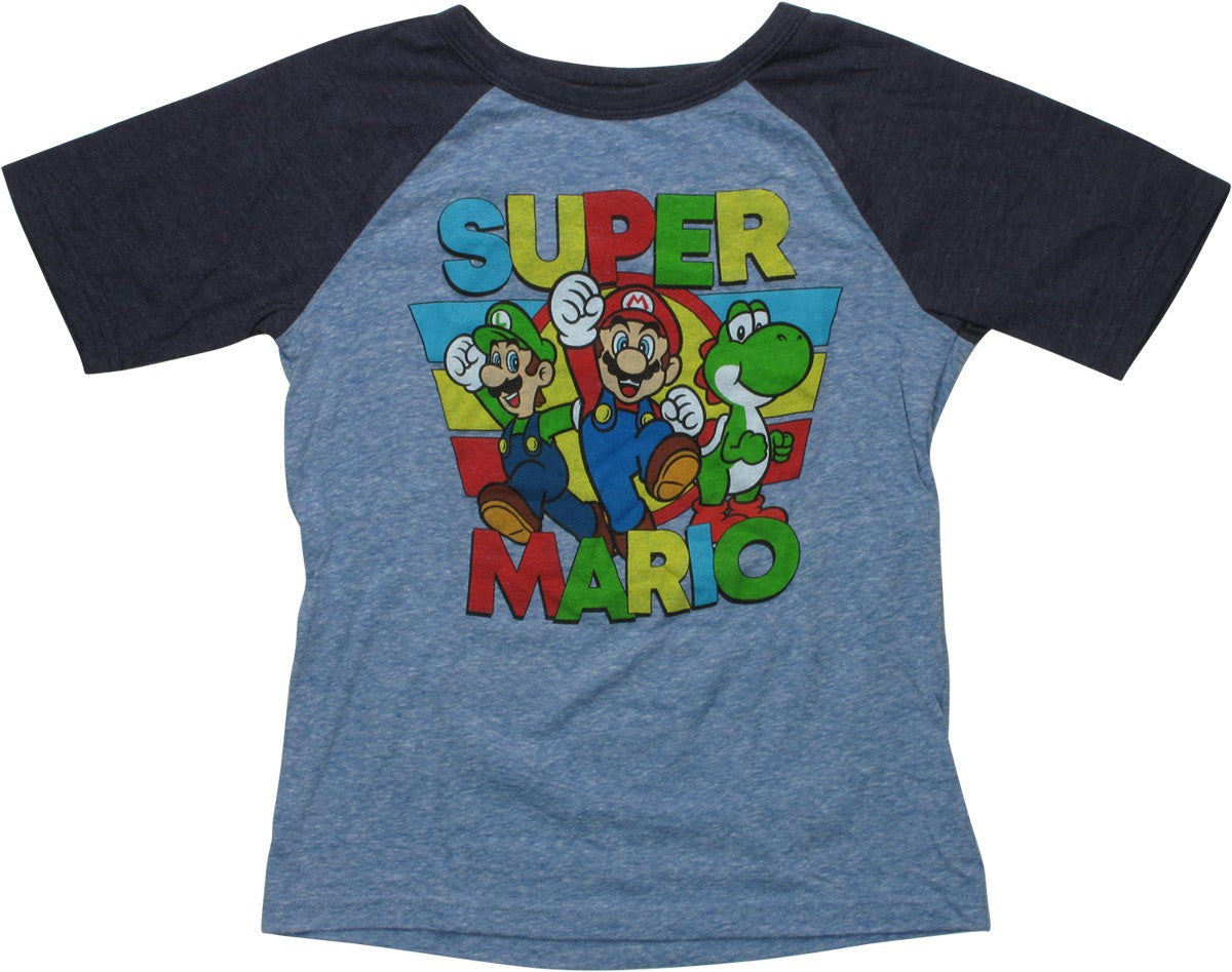 Super Mario Luigi and Yoshi Raglan Youth T-Shirt
