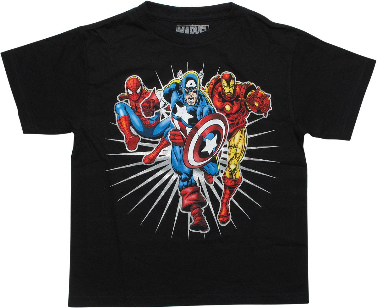 Avengers Hero Trio Black Youth T-Shirt