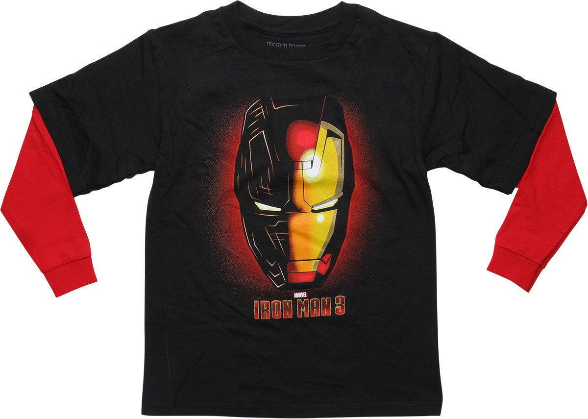 Iron Man 3 Helmet Red Long Sleeves Youth T-Shirt