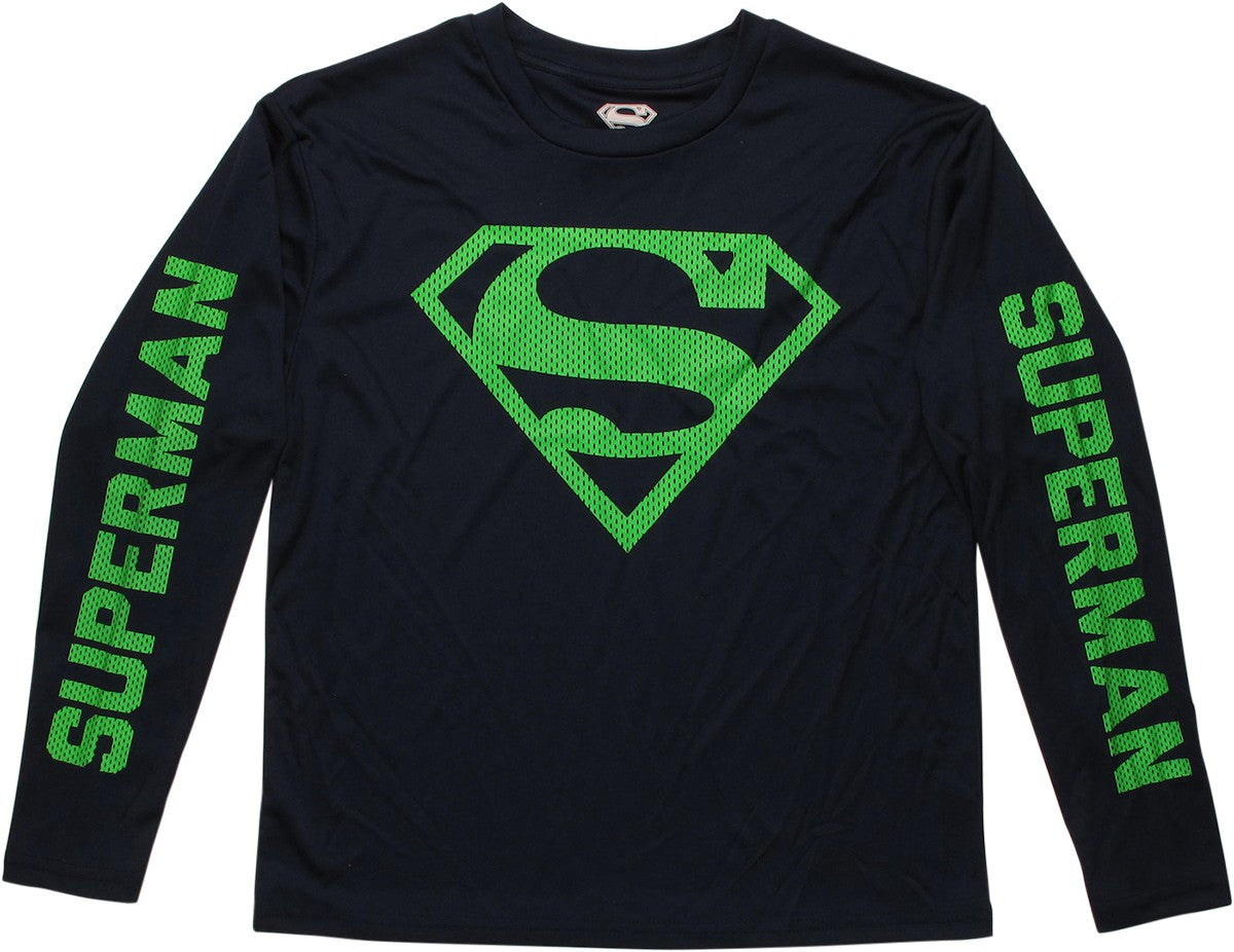 Superman Mesh Logo Long Sleeve Youth T-Shirt