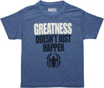 Spiderman Greatness Just Happen Logo Youth T-Shirt