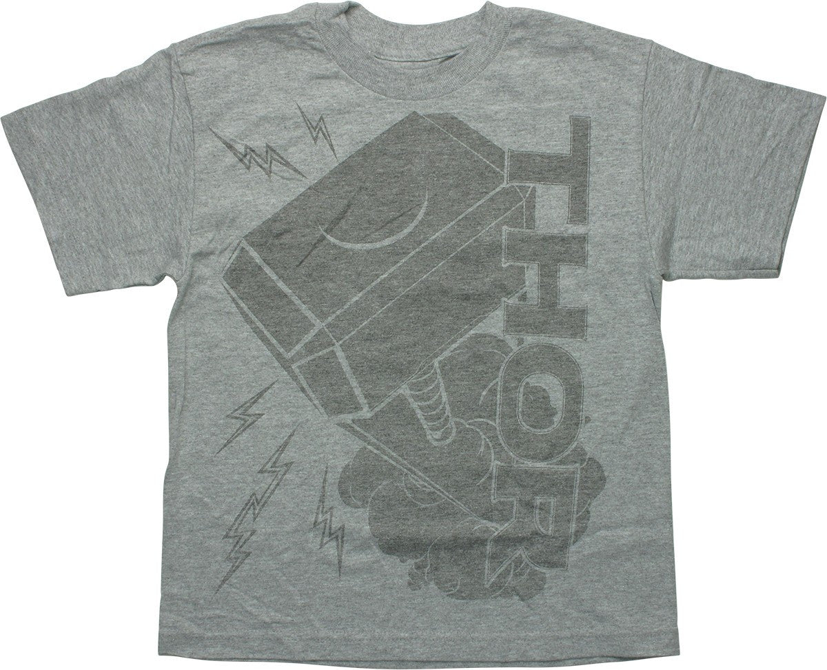 Thor Dark World Hammer Heather Gray Youth T-Shirt