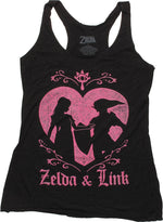 Zelda and Link Heart Junior Tank Top
