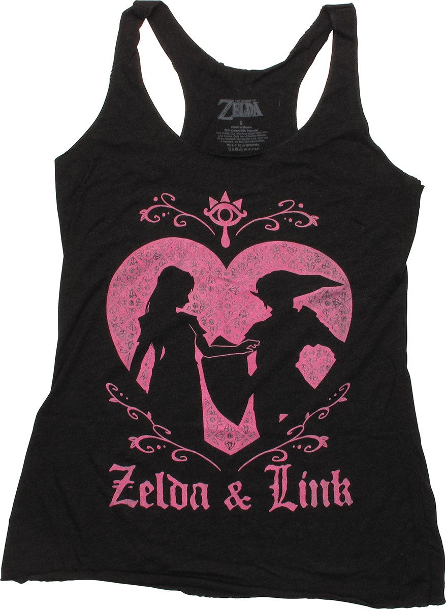 Zelda and Link Heart Junior Tank Top